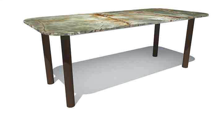 Tisch mit Steinplatte Berlin - Marmor Rainforest green